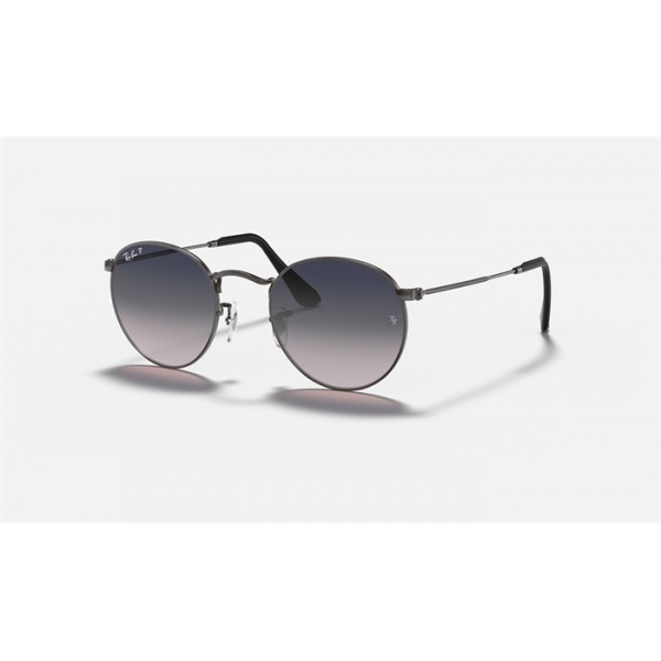 Ray Ban Round Metal @Collection RB3447 Sunglasses Polarized Gradient + Gunmetal Frame Blue/Grey Gradient Lens
