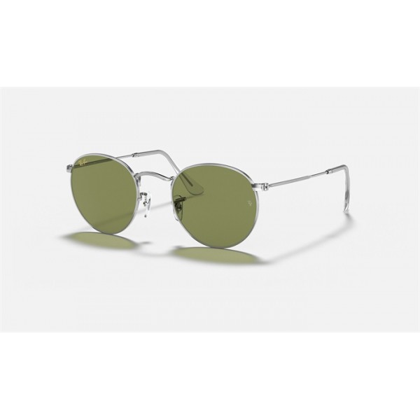 Ray Ban Round Metal Legend RB3447 Sunglasses Classic + Silver Frame Light Green Classic Lens