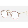 Ray Ban Round Metal Optics RB3447 Sunglasses Demo Lens Red Shiny Gold Frame Clear Lens