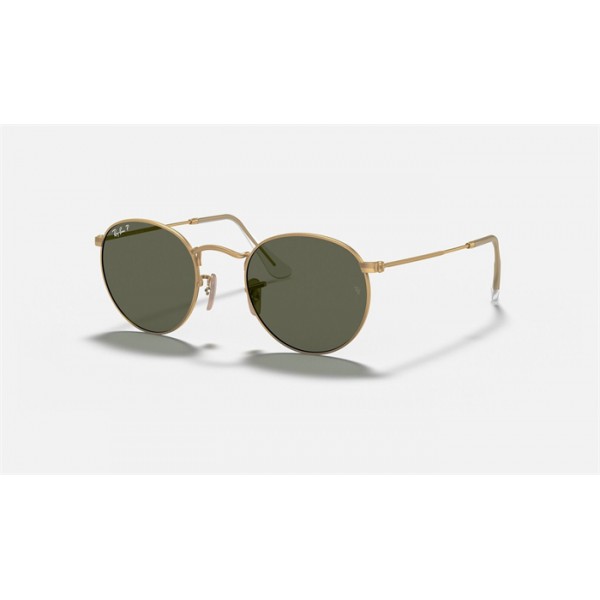 Ray Ban Round Metal RB3447 Sunglasses Polarized Classic G-15 + Gold Frame Green Classic G-15 Lens
