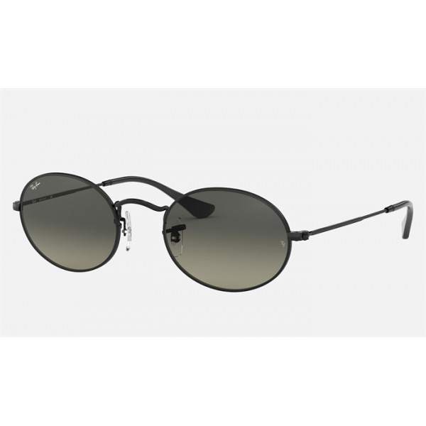 Ray Ban Round Oval Flat Lenses RB3547 Sunglasses Gradient + Black Frame Grey Gradient Lens
