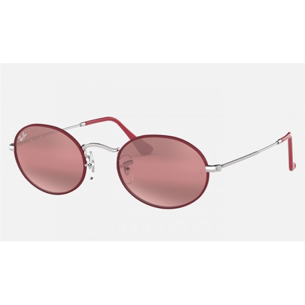 Ray Ban Round Oval RB3547 Sunglasses Gradient Mirror + Bordeaux Frame Purple Gradient Mirror Lens