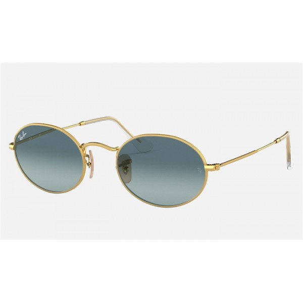 Ray Ban Round Oval RB3547 Sunglasses Gradient + Gold Frame Blue Gradient Lens