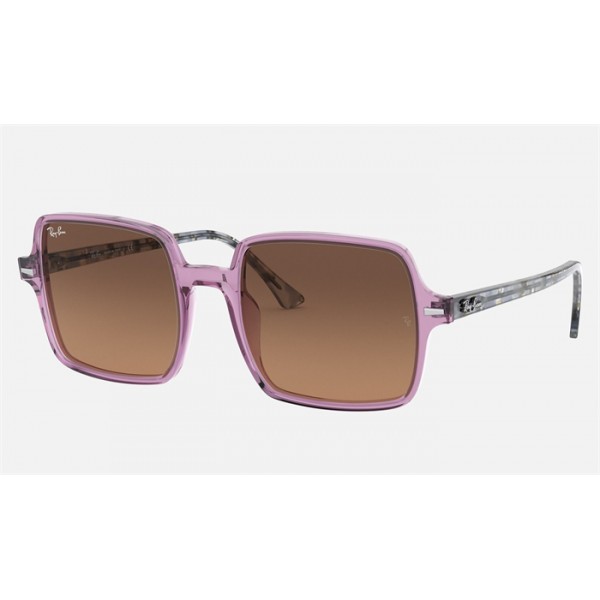 Ray Ban Square II RB1973 Sunglasses Brown Transparent Violet