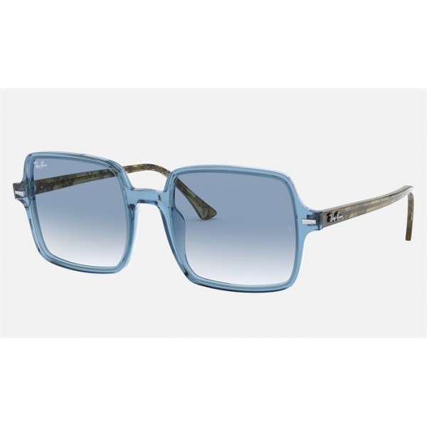 Ray Ban Square II RB1973 Sunglasses Light Blue Transparent Blue