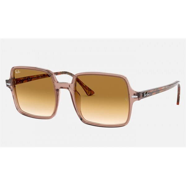 Ray Ban Square II RB1973 Sunglasses Light Brown Transparent Brown