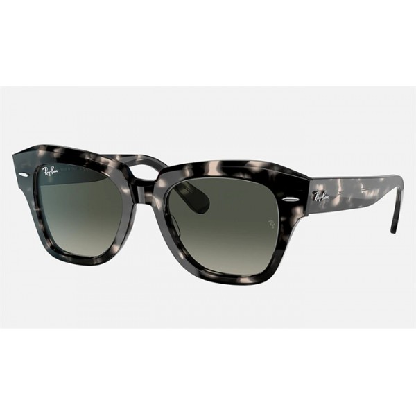 Ray Ban State Street Fleck RB2186 Sunglasses Grey Havana Frame Grey Gradient Lens