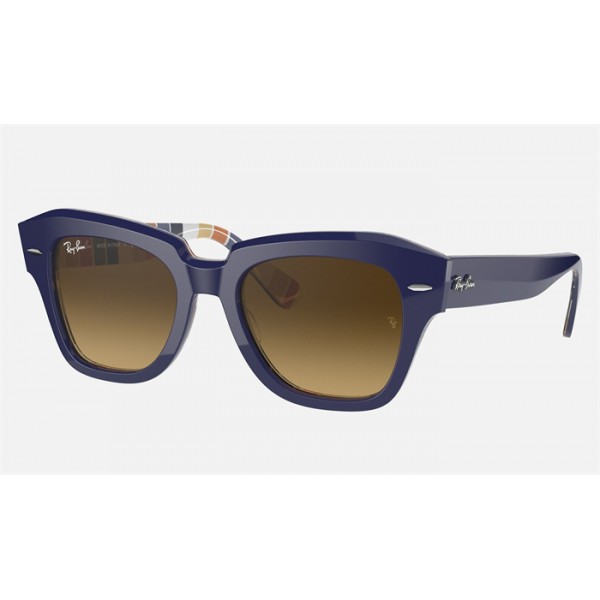 Ray Ban State Street RB2186 Sunglasses Light Brown Gradient Blue