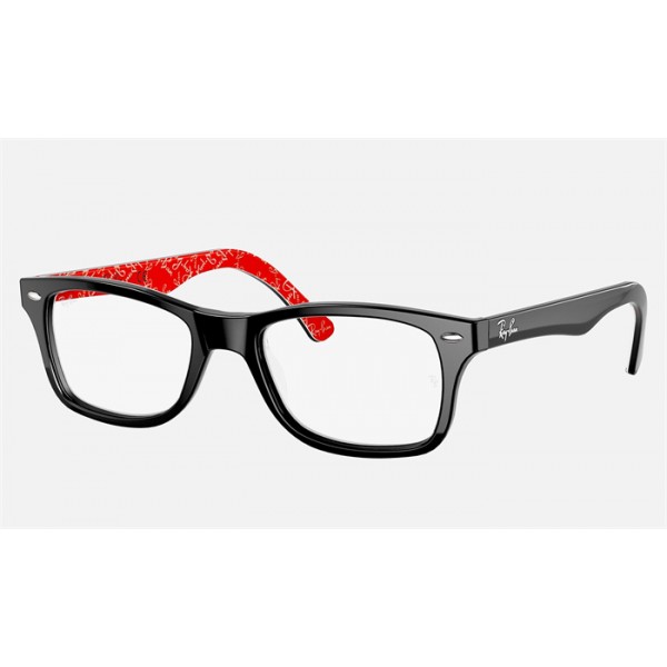 Ray Ban The Timeless RB5228 Sunglasses Demo Lens + Black Red Frame Clear Lens