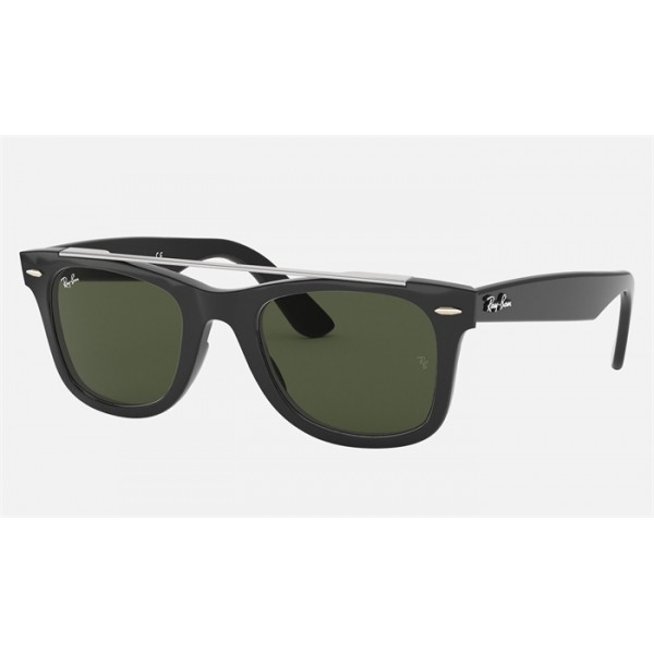 Ray Ban Wayfarer Double Bridge RB4540 Sunglasses Dark Green Classic G-15 Black