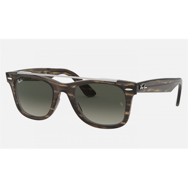 Ray Ban Wayfarer Double Bridge RB4540 Sunglasses Grey Gradient Striped Brown