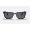 Ray Ban Wayfarer Folding Classic RB4105 Sunglasses Blue Frame Dark Grey Classic Lens