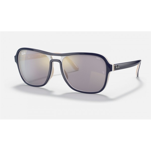 Ray Ban State Side Mirror Evolve Sunglasses Dark Grey Photochromic Mirror Blue