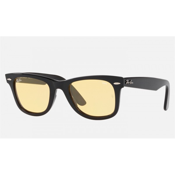 Ray Ban Wayfarer Washed Evolve-Exclusive Edition RB2140 Sunglasses Yellow Photochromic Evolve Black